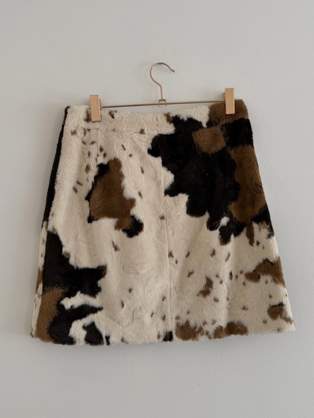 Cow Print Mini Skirt in Faux Horse Fur - Picture 3 of 5